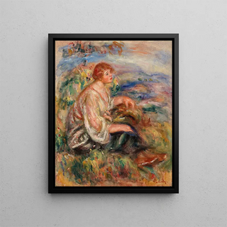 PierreAuguste Renoir - Woman in Tulle Blouse and Black Skirt Femme en blouse de tulle et en jupe noire dans un paysage.webp