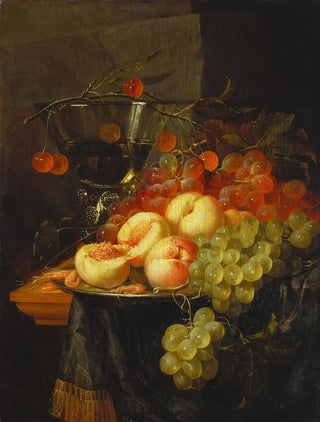 Pieter de Ring - Still Life with Fruit and a Cherry Branch over a Berkemeyer Glass.webp