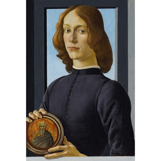 Portrait d'un jeune homme tenant un médaillon - Sandro Botticelli | Reproduction Tableau Décoration murale affiche copie