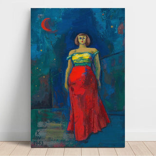 Sans titre Femme en robe jaune et rouge - Karl Wiener | Reproduction Tableau Décoration murale affiche copie