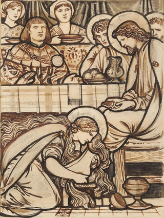 Sir Edward Coley BurneJones - The Magdalen anointing Christs Feet.webp