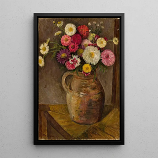 Tadeusz Makowski - Asters and zinnias in a clay jug.webp