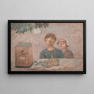 Tadeusz Makowski - Children in front of a cage with little birds.webp