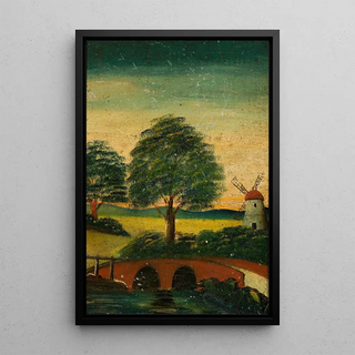 Tadeusz Makowski - Landscape with a windmill and a bridge.webp