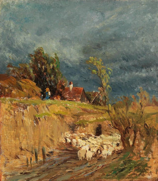 Tina Blau - A brewing storm over Haslau.webp