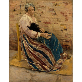 Une vieille femme avec un chat - Max Liebermann | Reproduction Tableau Décoration murale affiche copie