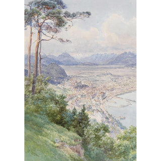 Vue de Bregenz et du lac de Constance - Edward Theodore Compton | Reproduction Tableau Décoration murale affiche copie