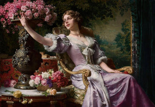 Wadysaw Czachrski - Lady in a lilac dress with flowers.webp