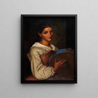 Wilhelm Marstrand - Italian girl with a blue tambourine.webp