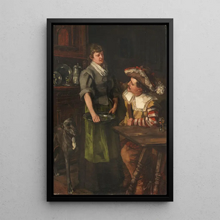Wilhelm Trbner - Zechender Landsknecht mit Serviermdchen.webp
