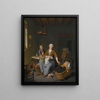 Willem Van Mieris - A Young Mother Tending To Her Two Children In A Domestic Interior.webp