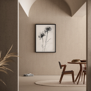 Black and White Design Poster - Floral Evaporation