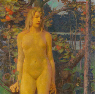 Acte féminin debout dans le jardin - Erich Erler