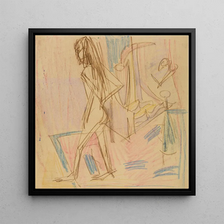 Acte féminin debout sur tapis - Ernst Ludwig Kirchner