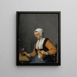 Adriaen van Ostade - A Woman with a Beerjug.webp