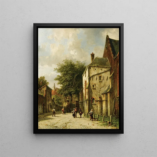 Adrianus Eversen - A Streetscene In A Dutch Town.webp