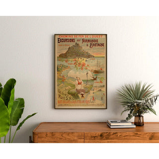 Affiche Mont-Saint-Michel vintage – Excursions en Normandie et Bretagne