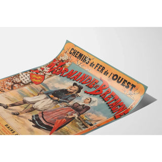 Affiche Normandie Bretagne vintage – Costumes traditionnels