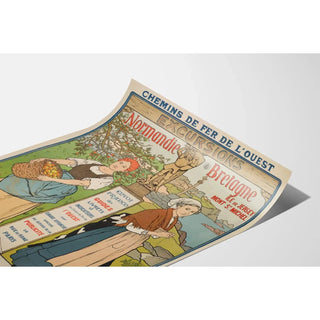 Affiche Normandie Bretagne vintage – Excursions des Chemins de fer de l’Ouest