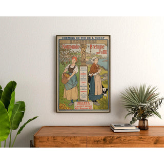 Affiche Normandie Bretagne vintage – Excursions des Chemins de fer de l’Ouest