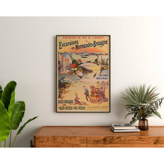 Affiche Normandie Bretagne vintage – Excursions en train vers 1900