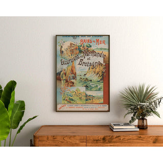 Affiche Normandie Bretagne vintage – Excursions et bains de mer