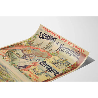 Affiche Normandie vintage – Excursions en Bretagne et à Jersey