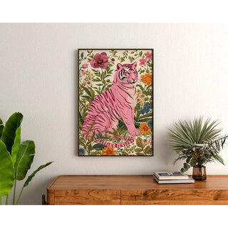Affiche animalière - Tigre Rose Floral
