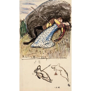 Akseli GallenKallela - Luonnoksia vrikuvaan Nuorukainen ja impi lvistettyin.webp