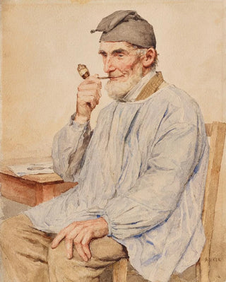 Albert Anker - Sitzender Bauer mit Pfeife.webp