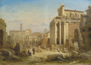 Albert Rieger - Blick auf das Forum Romanum mit dem SeptimiusSeverusBogen und dem Tempel der Faustina und des Antonius Pius.webp