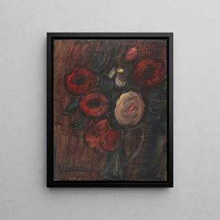 Alexej von Jawlensky - Grosses Stillleben Grner Krug mit Pfingstrosen Dunkles Rosenbouquet.webp