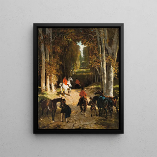 Alfred De Dreux - Before The Departure For Hunting In An Alley.webp