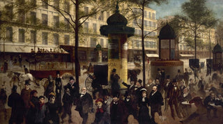 Andr Gill - Esquisse pour un panorama du boulevard Montmartre anim des personnalits parisiennes contemporaines.webp