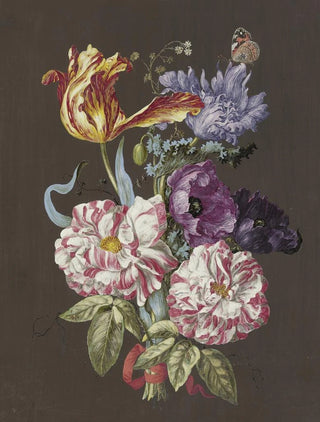 Anonymous - Blumengebinde mit Rosen Rosa Tulpen Tulipa Mohn Papaver und anderen Blumen mit Admiral.webp