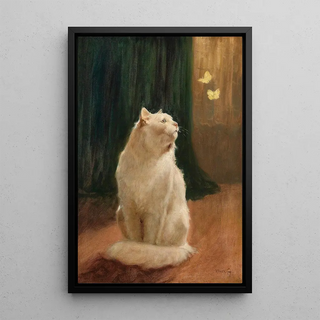 Arthur Heyer - Weie Katze und zwei Zitronenfalter.webp