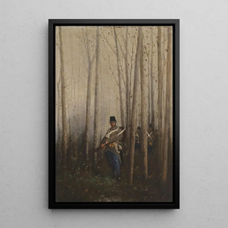 August von Pettenkofen - Wald mit Soldaten.webp