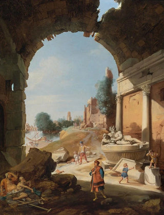 Bartholomeus Breenbergh - Figures Among Ruins By The Tiber.webp