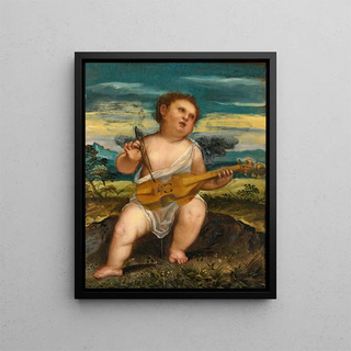 Bonifacio Veronese - Cupid With A Violin In A Landscape.webp