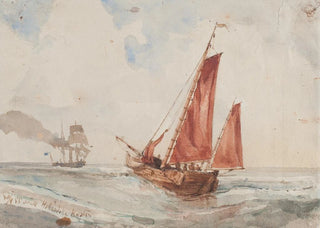 Bror Jacob Adelborg - Hollndskt fiskefartyg i bakgrunden korvetten Ordd.webp
