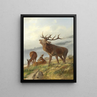 Carl Friedrich Deiker - Rhrender Hirsch mit Hirschkhen.webp