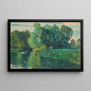 Childe Hassam - Trees by a Lake.webp