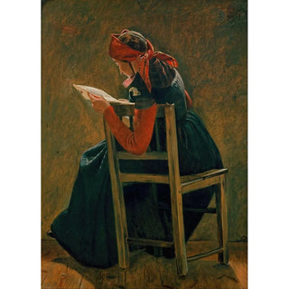 Christen Dalsgaard - A young girl frem Salling reading Study.webp
