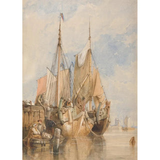 Clarkson Stanfield - Dutch Fishing Vessels by a Quay.webp