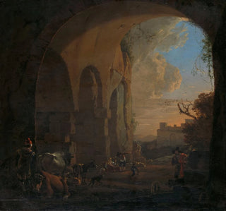 Conducteurs avec du bétail sous une arche du Colisée à Rome - Jan Asselijn