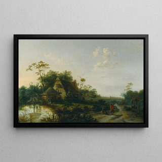 Cornelis Snellinck - Landscape With Figures Passing By A Cottage And A Pond.webp