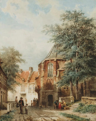 Cornelis Springer - Figures In The Dorpsstraat Asperen.webp