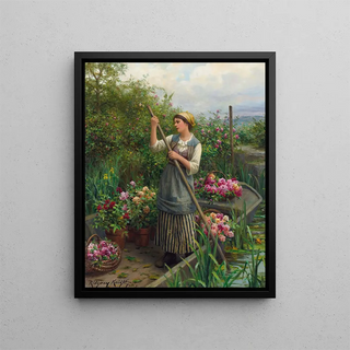Daniel Ridgway Knight - Gathering Flowers Along The River.webp