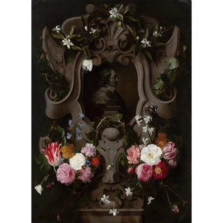 Daniel Seghers - Bust of Constantijn Huygens Surrounded by a Garland of Flowers.webp