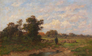 Dsir Thomassin - Schfer mit seiner Herde am Dorfrand.webp